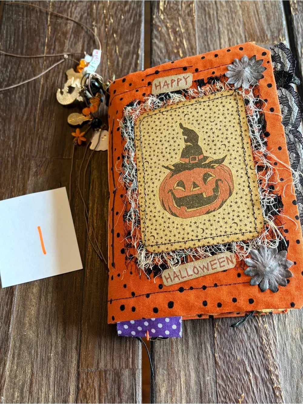 Halloween Junk Journal Small Handmade Decorated 3 Sig Pumpkin Jack O Lantern